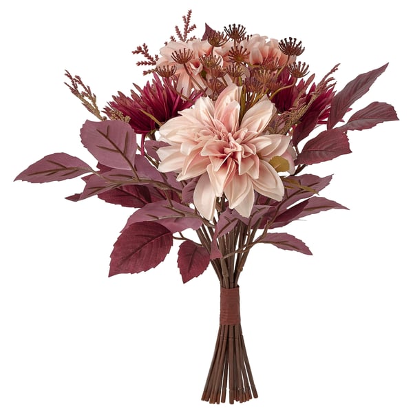 SMYCKA Kunstblumenstrauß, drinnen/draußen rosa, 40 cm