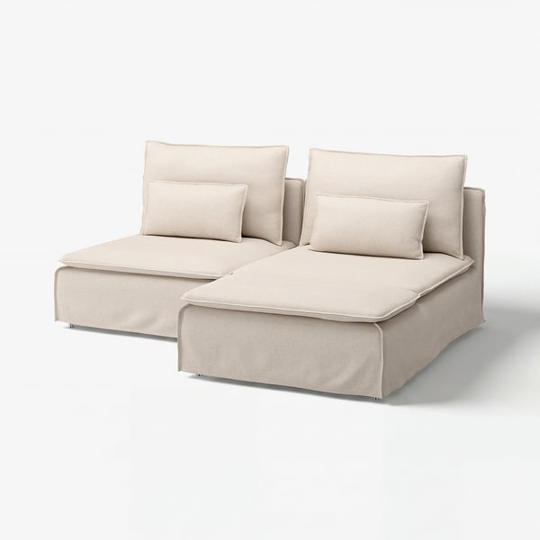SÖDERHAMN 2er-Sofa mit Récamiere, Gransel natur