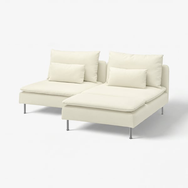 SÖDERHAMN 2er-Sofa mit Récamiere, Johanneshov elfenbeinweiß