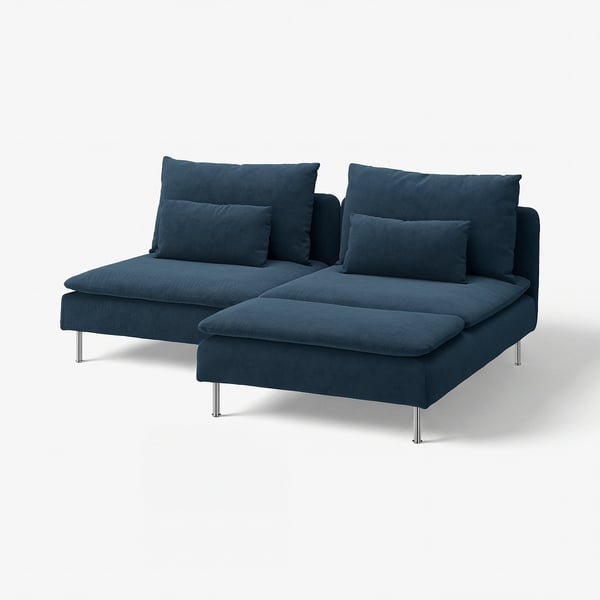 SÖDERHAMN 2er-Sofa mit Récamiere, Kelinge dunkelblau
