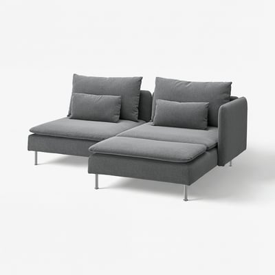 SÖDERHAMN 2er-Sofa, mit Récamiere mit Armlehne/Johanneshov dunkelgrau