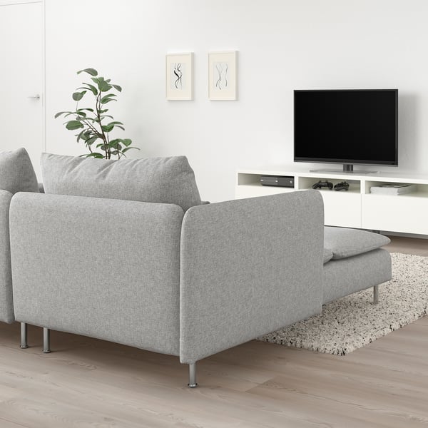 SÖDERHAMN 2er-Sofa, mit Récamiere mit Armlehne/Tallmyra weiß/schwarz