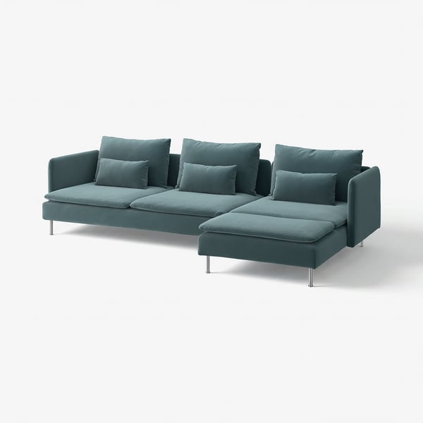 SÖDERHAMN 4er-Sofa, mit Récamiere/Alhamn dunkel graublau