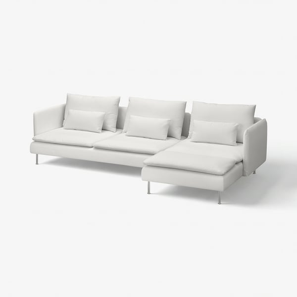 SÖDERHAMN 4er-Sofa mit Récamiere, Blekinge weiß