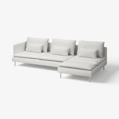 SÖDERHAMN 4er-Sofa mit Récamiere, + offenes Ende Blekinge/weiß