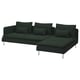 SÖDERHAMN 4er-Sofa mit Récamiere, ohne Abschluss/Tallmyra dunkelgrün