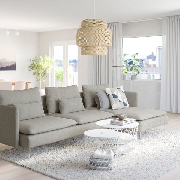 SÖDERHAMN 4er-Sofa, mit Récamiere/Viarp beige/braun
