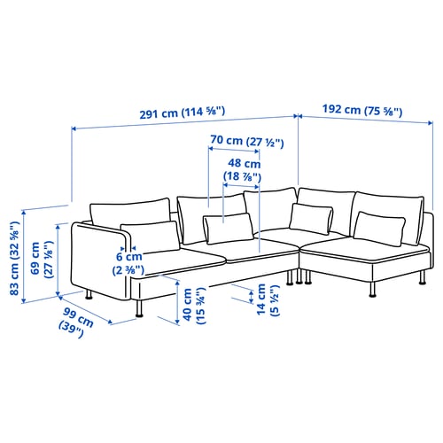 SÖDERHAMN Ecksofa 4-sitzig, ohne Abschluss/Gunnared beige