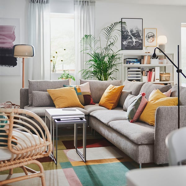 SÖDERHAMN Ecksofa 4-sitzig, ohne Abschluss/Viarp beige/braun