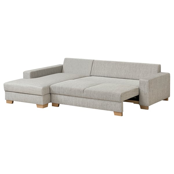 SÖRVALLEN 3er-Bettsofa mit Récamiere, links/Viarp beige/braun