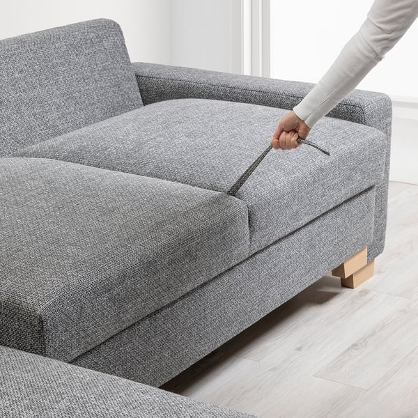SÖRVALLEN 3er-Bettsofa mit Récamiere, rechts/Lejde grau/schwarz