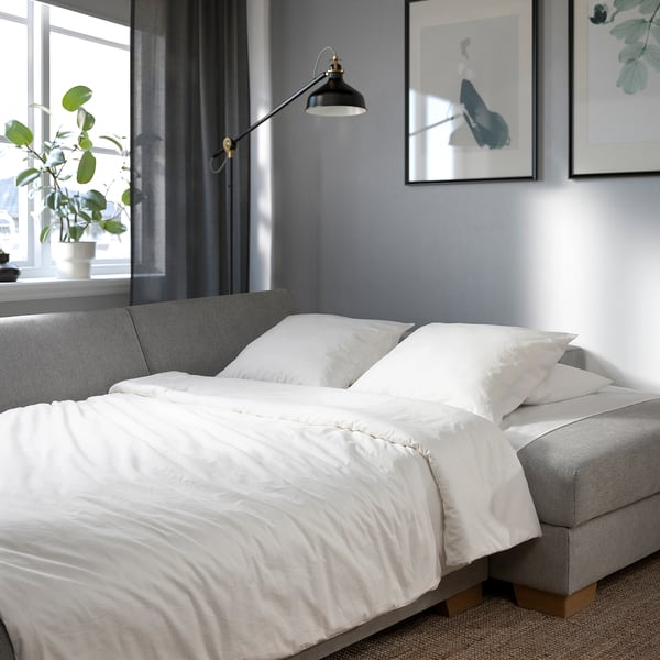 SÖRVALLEN 3er-Bettsofa mit Récamiere, rechts/Tallmyra schwarz/weiß
