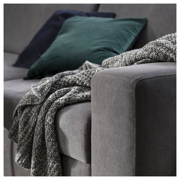 SÖRVALLEN 3er-Eckbettsofa, ohne Abschluss links/Tallmyra mittelgrau
