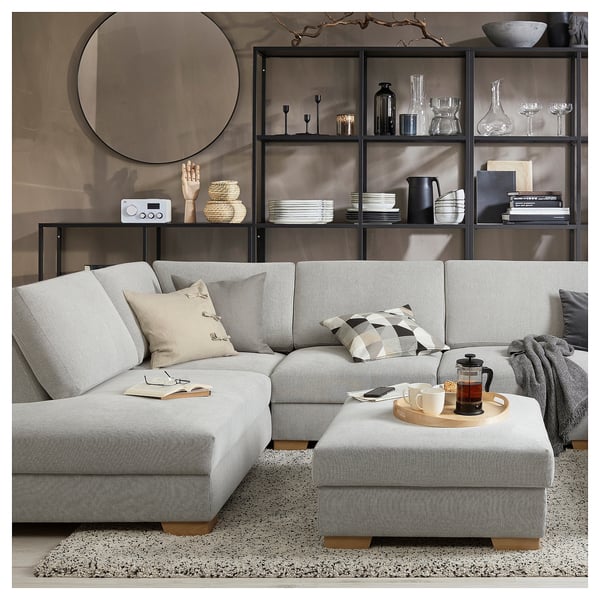 SÖRVALLEN 3er-Eckbettsofa, ohne Abschluss links/Tallmyra schwarz/weiß