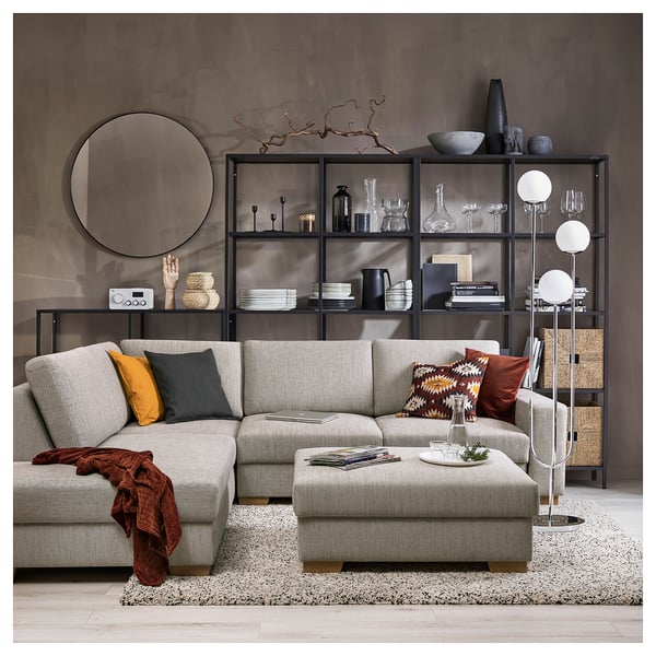 SÖRVALLEN 3er-Eckbettsofa, ohne Abschluss links/Viarp beige/braun