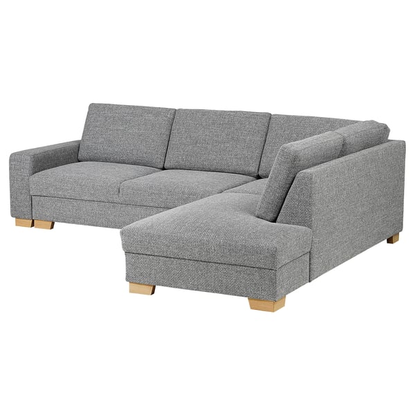 SÖRVALLEN 3er-Eckbettsofa, ohne Abschluss rechts/Lejde grau/schwarz