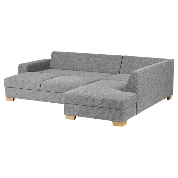 SÖRVALLEN 3er-Eckbettsofa, ohne Abschluss rechts/Lejde grau/schwarz