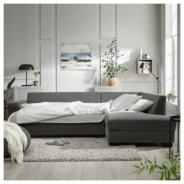 SÖRVALLEN 3er-Eckbettsofa, ohne Abschluss rechts/Tallmyra mittelgrau