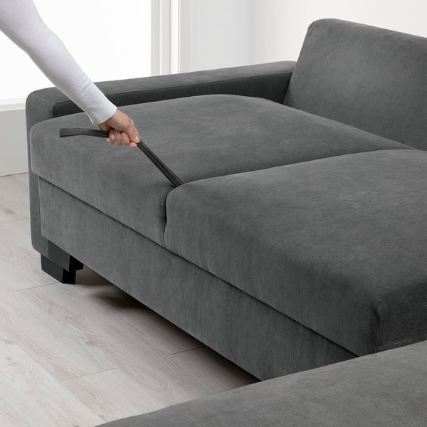 SÖRVALLEN 3er-Eckbettsofa, ohne Abschluss rechts/Tallmyra mittelgrau