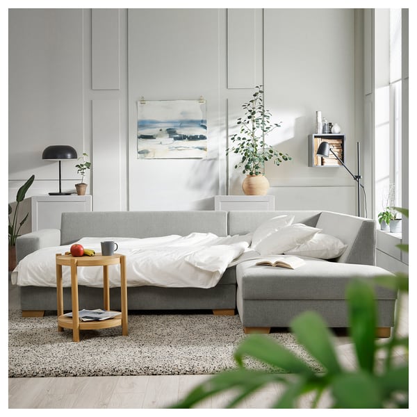 SÖRVALLEN 3er-Eckbettsofa, ohne Abschluss rechts/Tallmyra schwarz/weiß