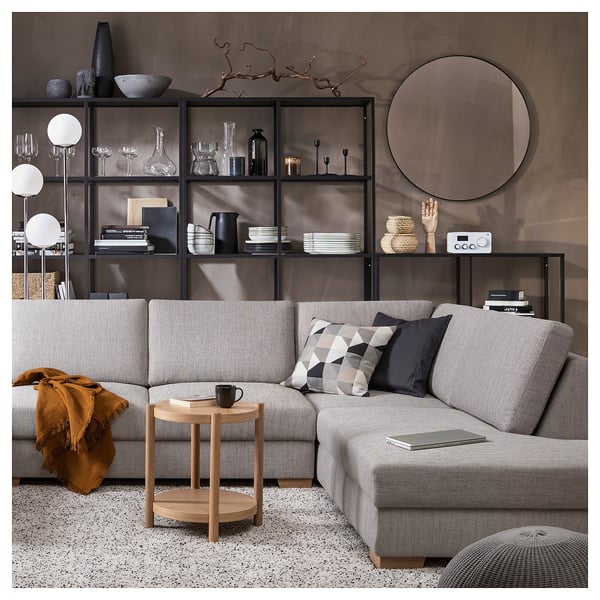 SÖRVALLEN 3er-Eckbettsofa, ohne Abschluss rechts/Viarp beige/braun