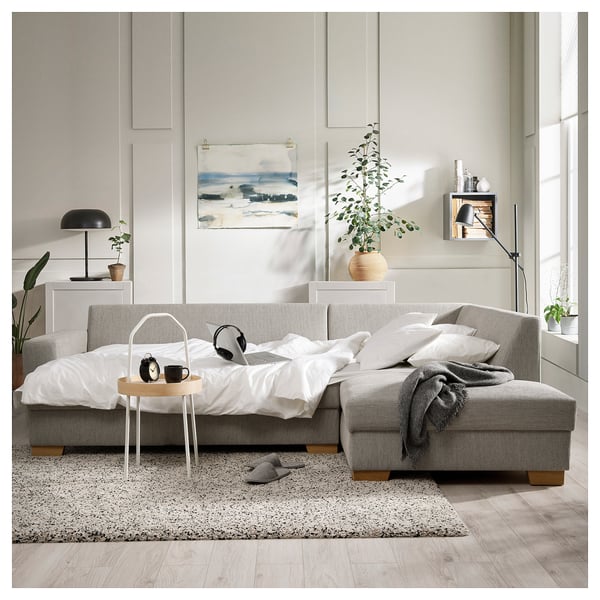 SÖRVALLEN 3er-Eckbettsofa, ohne Abschluss rechts/Viarp beige/braun