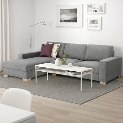 SÖRVALLEN 3er-Sofa, mit Récamiere links/Lejde grau/schwarz