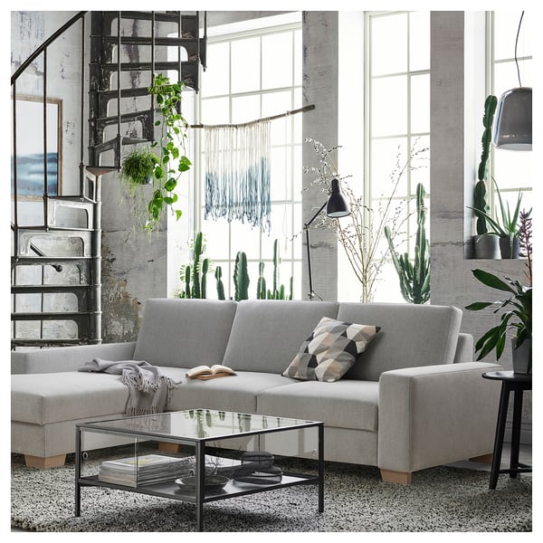 SÖRVALLEN 3er-Sofa, mit Récamiere links/Tallmyra schwarz/weiß