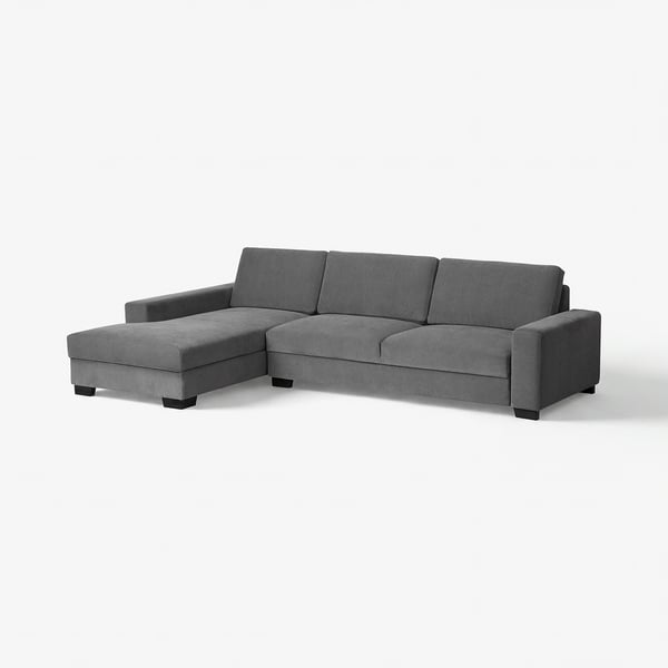 SÖRVALLEN 4er-Sofa, mit Récamiere links/Tallmyra mittelgrau
