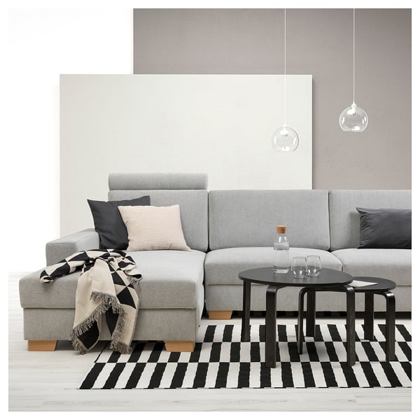 SÖRVALLEN 4er-Sofa, mit Récamiere links/Tallmyra schwarz/weiß