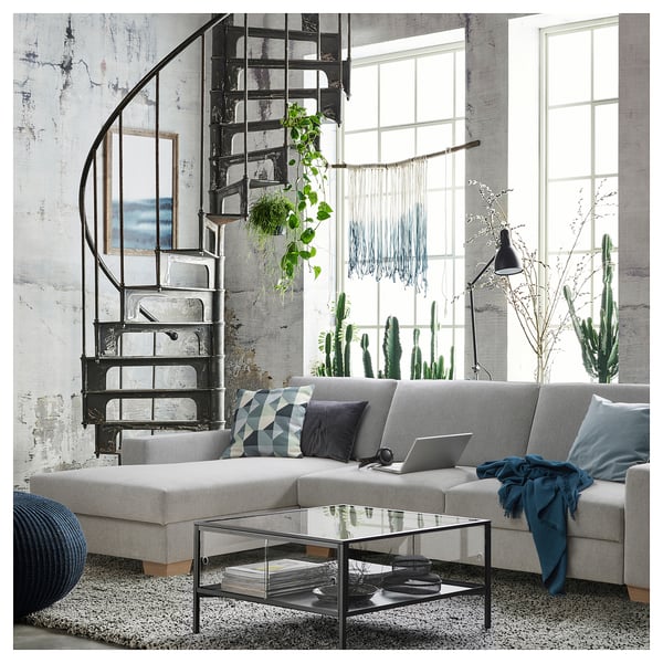 SÖRVALLEN 4er-Sofa, mit Récamiere links/Tallmyra schwarz/weiß