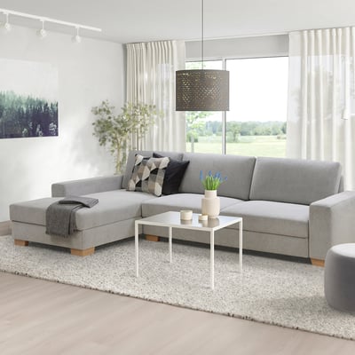 SÖRVALLEN 4er-Sofa, mit Récamiere links/Tallmyra schwarz/weiß