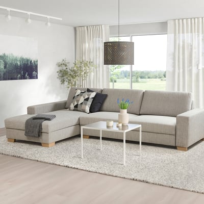 SÖRVALLEN 4er-Sofa, mit Récamiere links/Viarp beige/braun