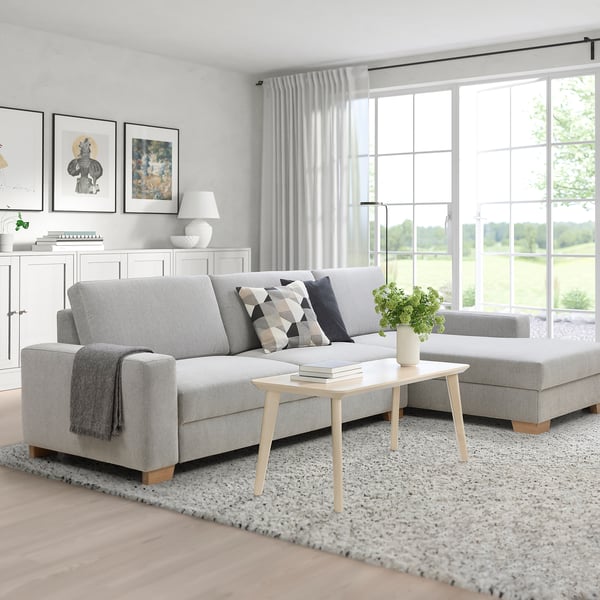 SÖRVALLEN 4er-Sofa, mit Récamiere rechts/Tallmyra schwarz/weiß