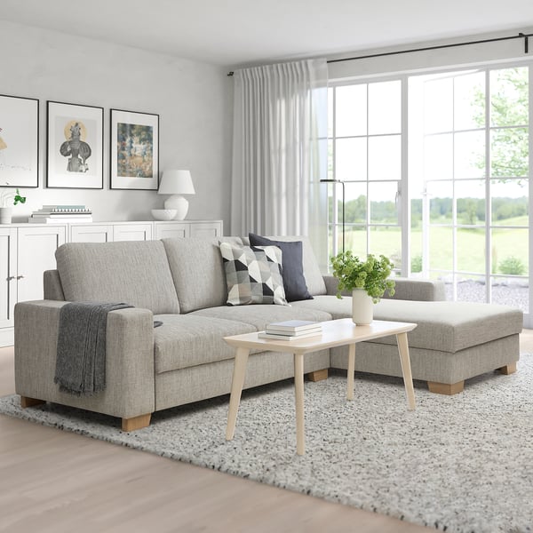 SÖRVALLEN 4er-Sofa, mit Récamiere rechts/Viarp beige/braun