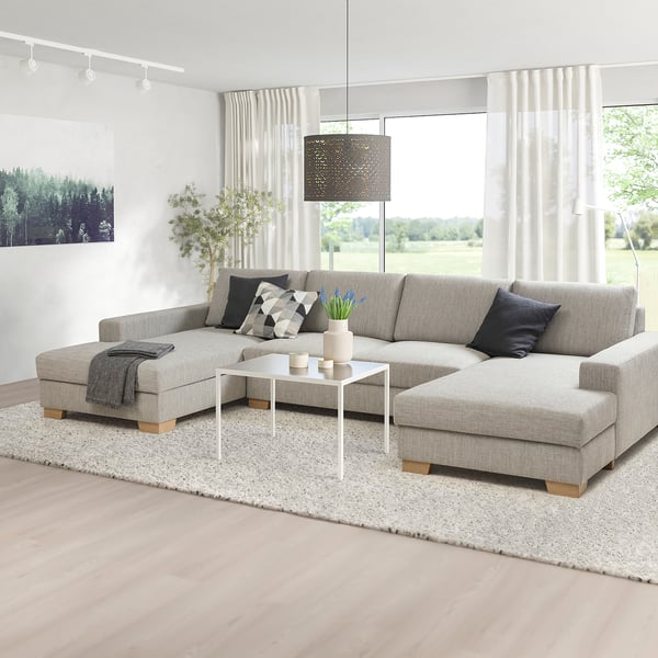 SÖRVALLEN 4er-Sofa mit Récamieren, Viarp beige/braun