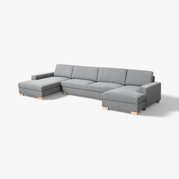 SÖRVALLEN 5er-Sofa, mit Récamieren/Lejde grau/schwarz