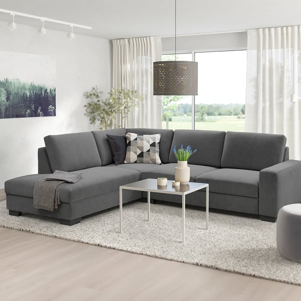SÖRVALLEN Ecksofa 3-sitzig, ohne Abschluss links/Tallmyra mittelgrau