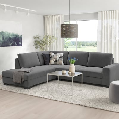 SÖRVALLEN Ecksofa 3-sitzig, ohne Abschluss links/Tallmyra mittelgrau