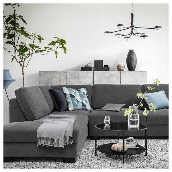 SÖRVALLEN Ecksofa 3-sitzig, ohne Abschluss links/Tallmyra mittelgrau
