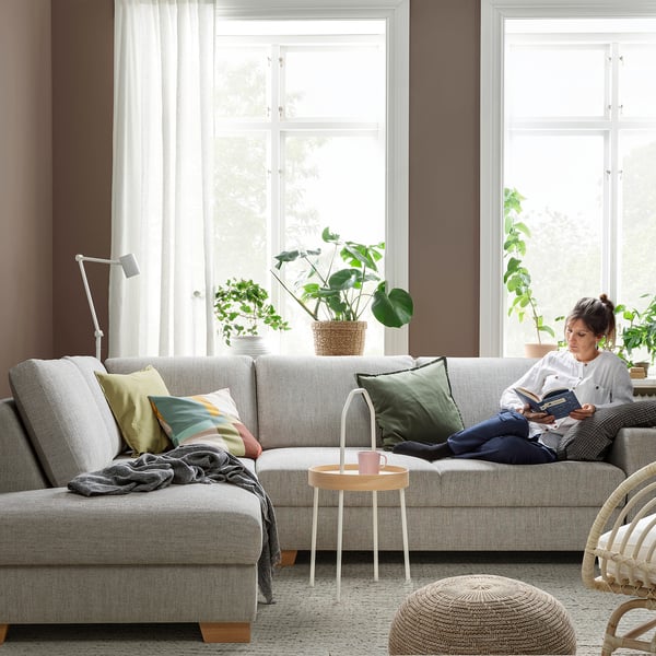 SÖRVALLEN Ecksofa 3-sitzig, ohne Abschluss links/Viarp beige/braun