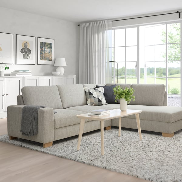 SÖRVALLEN Ecksofa 3-sitzig, ohne Abschluss rechts/Viarp beige/braun