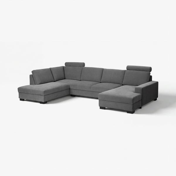 SÖRVALLEN Ecksofa 4-sitzig, mit Récamiere rechts/Tallmyra mittelgrau