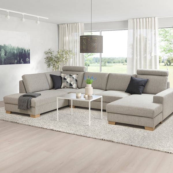 SÖRVALLEN Ecksofa 4-sitzig, mit Récamiere rechts/Viarp beige/braun