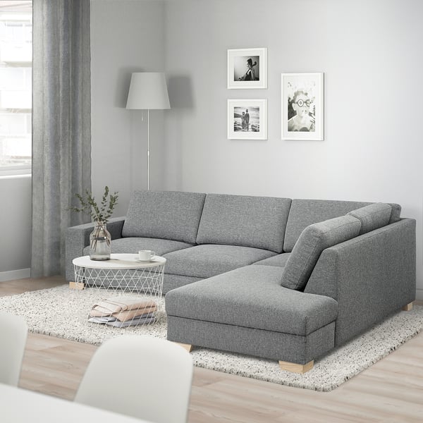 SÖRVALLEN Ecksofa 4-sitzig, ohne Abschluss rechts/Lejde grau/schwarz