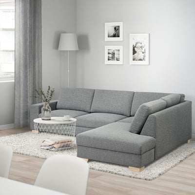 SÖRVALLEN Ecksofa 4-sitzig, ohne Abschluss rechts/Lejde grau/schwarz