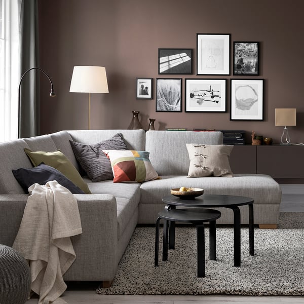 SÖRVALLEN Ecksofa 4-sitzig, ohne Abschluss rechts/Viarp beige/braun