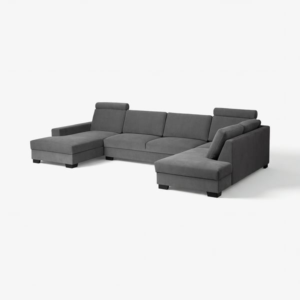 SÖRVALLEN Ecksofa 5-sitzig, mit Récamiere links/Tallmyra mittelgrau