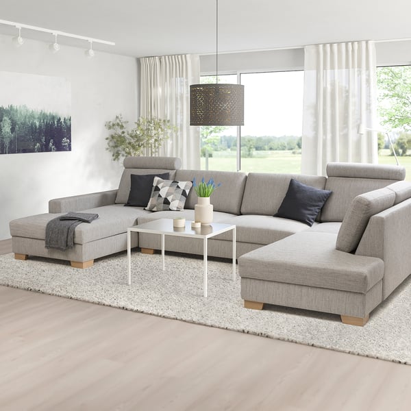SÖRVALLEN Ecksofa 5-sitzig, mit Récamiere links/Viarp beige/braun