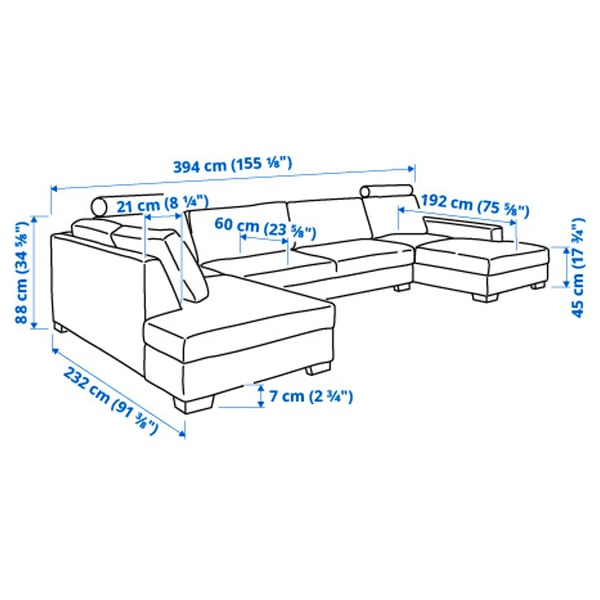 SÖRVALLEN Ecksofa 5-sitzig, mit Récamiere rechts/Tallmyra mittelgrau